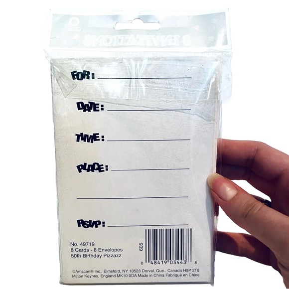 Vintage Y2K 2000s 50th Birthday Party Invitations Black Pink Sequins Plus Eraser - Picture 4 of 15